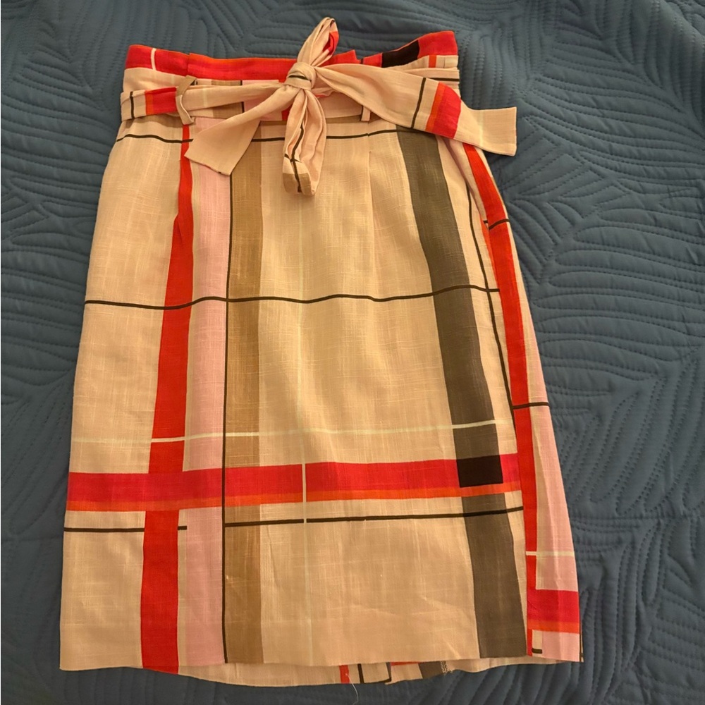 Plaid tie waist pencil skirt Ann Taylor size 00 New with tags Originally $89.00
